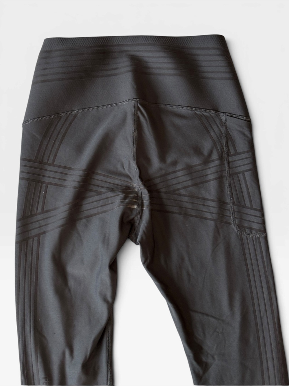 Fanka Gray Body Sculpt Side Pocket Leggings High Rise Geometric Compression - Picture 11 of 11